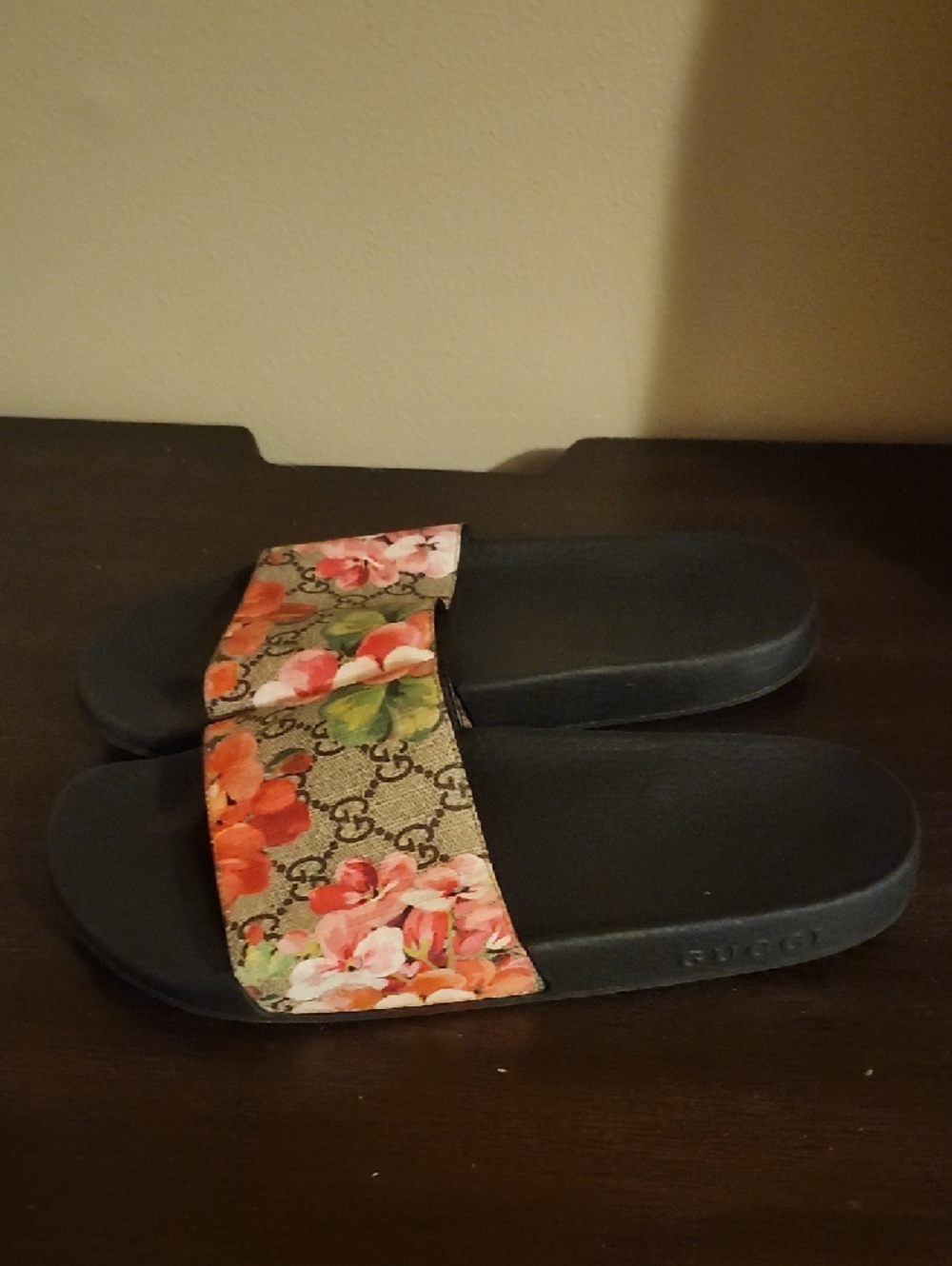 Gucci Floral GG Canvas Slide Sandals - Black, Pink, Green, Orange - Picture 4 of 4